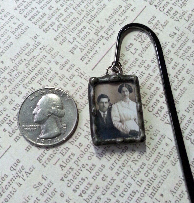 Personalized Bookmark, Soldered Glass Photo Charm, Mothers Day Gift, Memorial Picture Keepsake, Wedding Memorial, Guestbook Accessory image 4