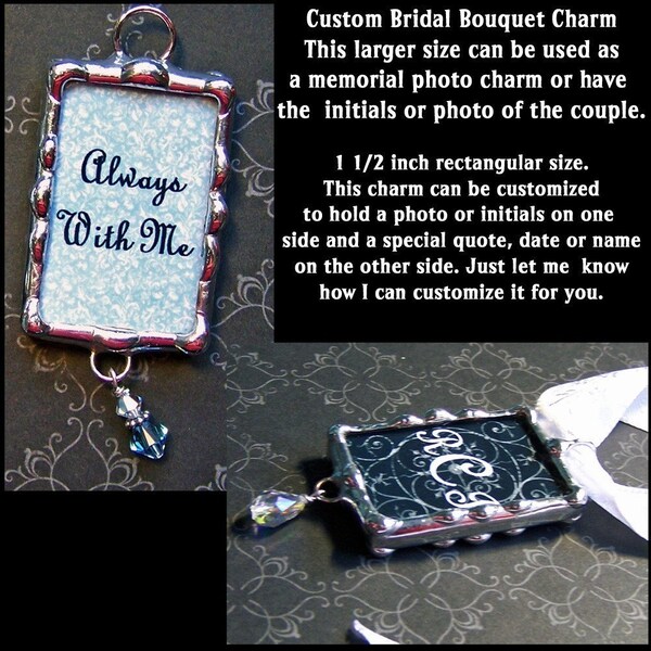 Wedding memorial charm photo custom soldered glass initials