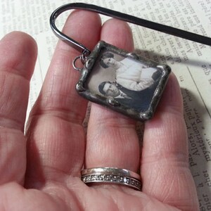 Personalized Bookmark, Soldered Glass Photo Charm, Mothers Day Gift, Memorial Picture Keepsake, Wedding Memorial, Guestbook Accessory image 3