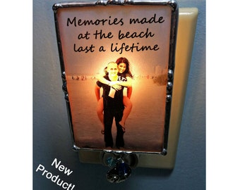 Photo Nightlight, Soldered Glass, Stained Glass Style, Personalized With Your Photo 2x3 inch Frame