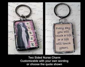 Nurse Keychain, Soldered Art Charm, Profession Jewelry, Customizable, Made To Order
