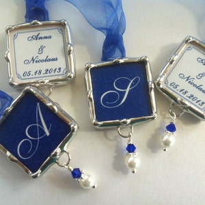 1 Wedding Bouquet Charm, Bridesmaid gift, Bridal Party Keepsake, Something Blue, Memory Charm, Soldered Glass image 4
