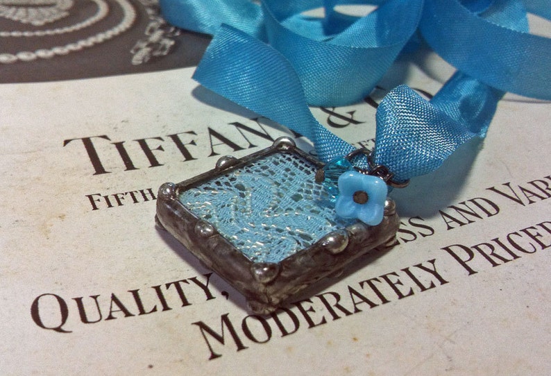 Wedding Charm Something Blue Vintage Lace Bridal Bouquet Pendant Bridal Bouquet Charm image 3