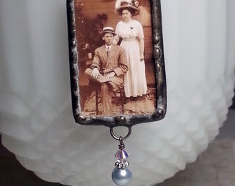 Wedding Bouquet Charm, Something Blue Photo Charm, Memorial Picture Pendant, Bridal Shower Gift, Memory Keepsake