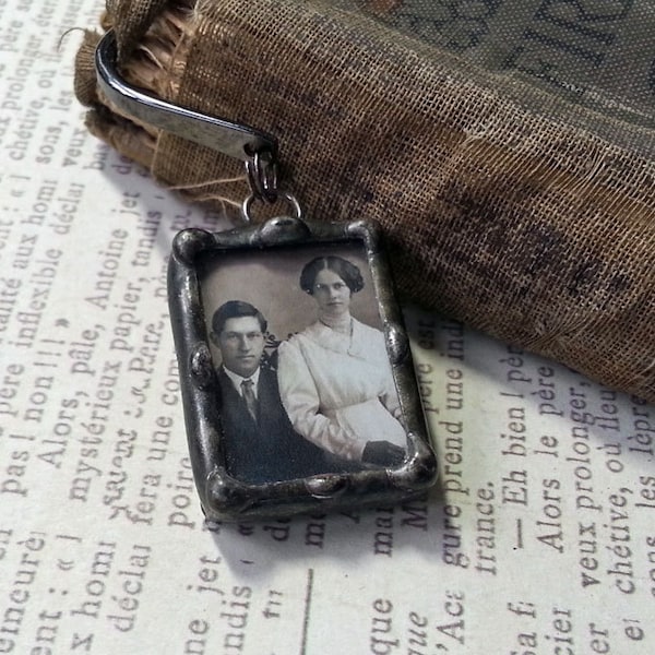 Personalized Bookmark, Soldered Glass Photo Charm, Mothers Day Gift,  Memorial Picture Keepsake, Wedding Memorial, Guestbook Accessory