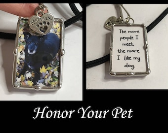 Personalized Photo Key Fob, Soldered Glass Charm Necklace, Pet Memorial, Picture Charm, Dog Pendant, Accessories, Artisan Made, Customized