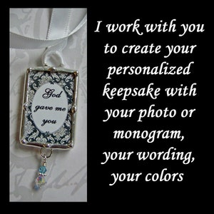 Bouquet Photo Charm, Brides Remembrance Charm, Engagement Keepsake, Soldered Glass Picture Frame Pendant, Bouquet Accessory image 5