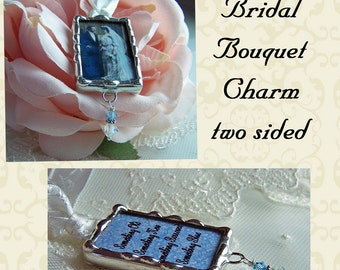 Wedding bouquet Charm, Photo Memorial Charm,  Hand Soldered Frame, Custom Made Personalized For Bride