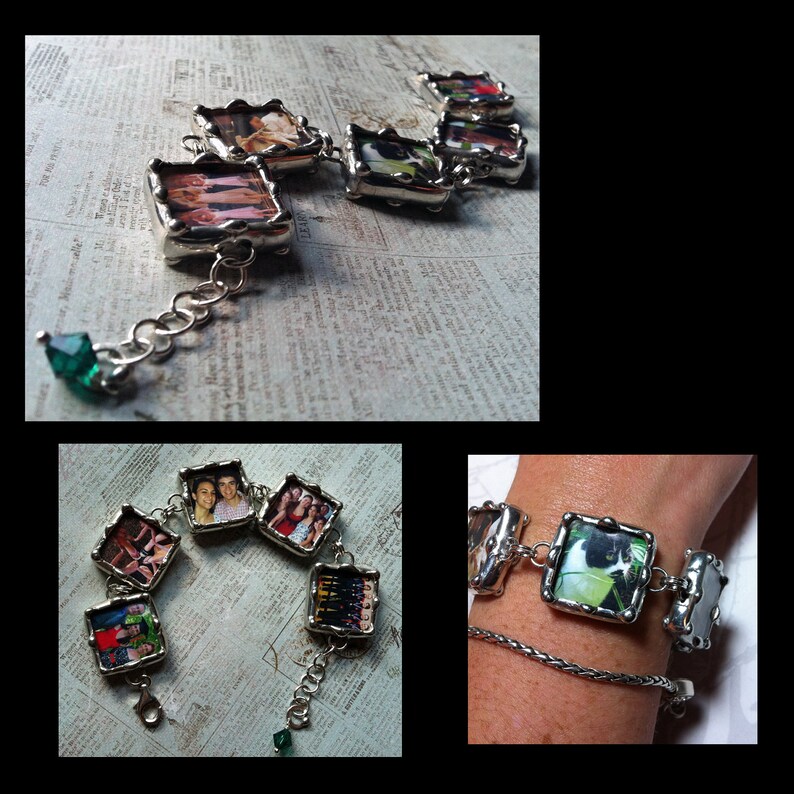 Soldered Photo Charms Memory Bracelet Personalized Jewelry Etsy