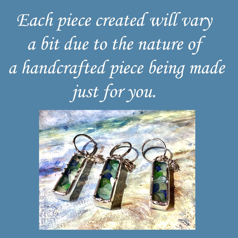 Beach Glass Key Chain Using Authentic Beach Sea Glass, Made To Order Soldered Art Charm, Variety of colors used image 3