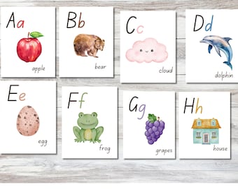 Alfabetposter Klaslokaal| Afdrukbaar alfabet in de klas | Alfabetposters voor thuisonderwijs, ABC-posters klaslokaal | ABC-posters voor kleuters
