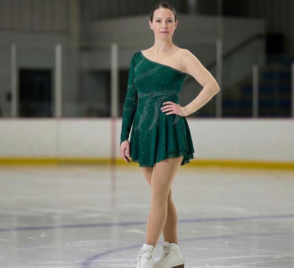 Green Competition Figure Skating Dresses Figure Skating Dress Women's  Girls' Ice Skating Dress Black Stretchy C