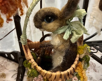 Easter Basket & Needle Felted Bunny