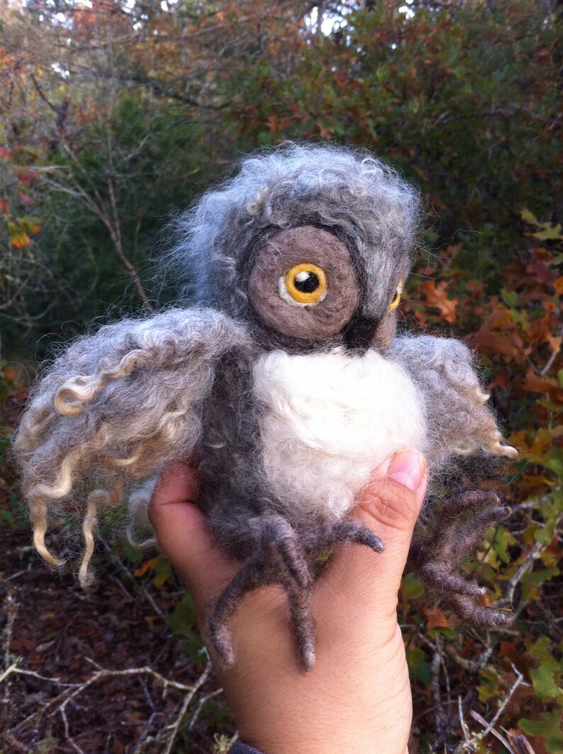 Make Your Own Needle Felted Fluffy Owl Kit DIY With Curly Wool Etsy