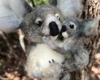 Needle Felted Koala and Joey