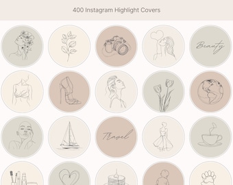 Line Art Instagram highlight covers, Minimal earthy social media icons, Boho Instagram highlight icons, Pastel highlight covers, Reel covers