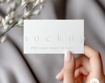 Hand holding business card mockup, Greeting card mockup, Place card mockup, Business thank you cards mockup, Stationery mockup, PSD mockup