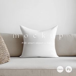 Square pillow mockup Canva, Pillow case mockup, Pattern mockup, Throw pillow mockup, Canva digital mockup, PSD Fabric mockup, Cushion mockup