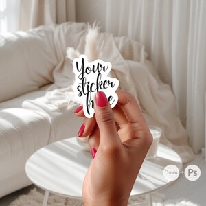 Hand holding sticker mockup, Decal mockup, Digital sticker mockup, Vinyl sticker mockup Canva, Label mockup PSD, Finger holding mockup