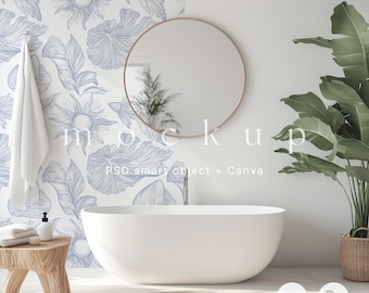 Wallpaper mockup, Blank wall mockup, PSD Living room mockup, Interior mockup, Wall Art mockup, Empty wall mockup Canva, Home interior mockup