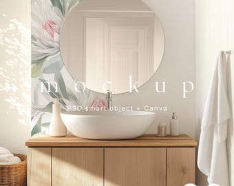 Bathroom Wallpaper mockup, Blank wall mockup, Living room mockup, Interior mockup, Wall Art mockup, Empty wall mockup, Home interior mockup