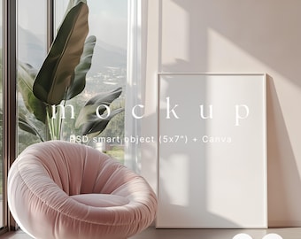 Canva mockup frame, Poster mockup, Wood frame mockup, Interior frame mockup, Minimalist artwork mockup, Wall art mockup, a4 mockup PSD