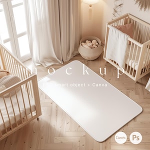 Canva Interior Mockup, Teppich für Kinderzimmer, Boho Teppich Mockup, Kinderzimmer Teppich Mockup, PSD Teppich Mockup, Bodenmatte Mockup, PSD Mockup