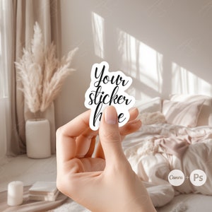 Vinyl sticker mockup Canva, Hand holding sticker mockup, Decal mockup, Die cut stickers template, Digital sticker mockup, Label mockup PSD