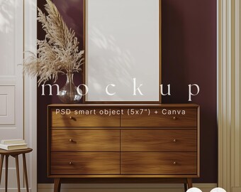 Canva mockup frame, Poster mockup, Wood frame mockup, Interior frame mockup, Minimalist artwork mockup, Wall art mockup, a4 mockup PSD