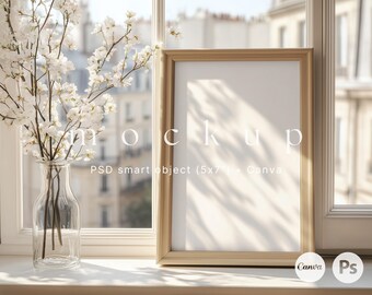 Canva mockup frame, Poster mockup, Wood frame mockup, Interior frame mockup, Minimalist artwork mockup, Wall art mockup, a4 mockup PSD