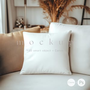 Square pillow mockup, Pillow case mockup, Pattern mockup, Throw pillow mockup, Canva digital mockup, PSD Fabric mockup, Cushion mockup Canva