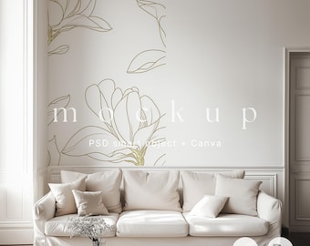 Living room mockup, Blank wall mockup, Wallpaper mockup, Home interior mockup, Interior frame mockup, Empty wall mockup, Wall art mockup PSD