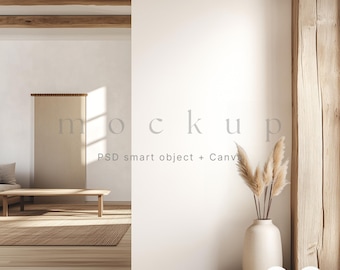 Blank wall mockup, Living room mockup, Interior frame mockup, Wallpaper mockup, Home interior mockup, Empty wall mockup, Wall art mockup PSD