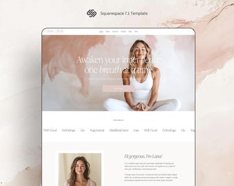 Yoga Squarespace template 7.1, Squarespace website template for yoga coach, Wellness Squarespace website design, Squarespace blog template