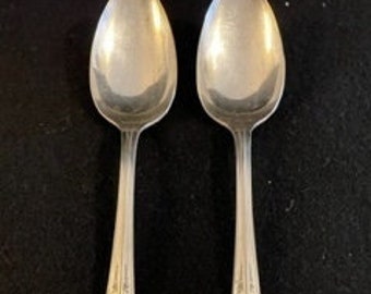 Lenox Serving Spoons by Wallce Silver - Pair of Serving Spoon in Lenox Pattern - Serving Spoons Lenox Pattern - Wallace Silverplate Spoons