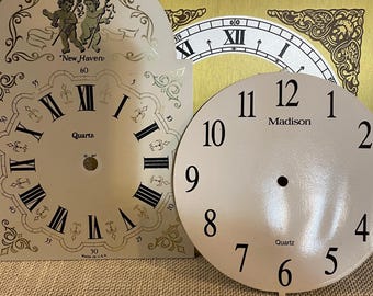 Three Clock Faces - Arched Top Metal, Square Metal and Round Paper One