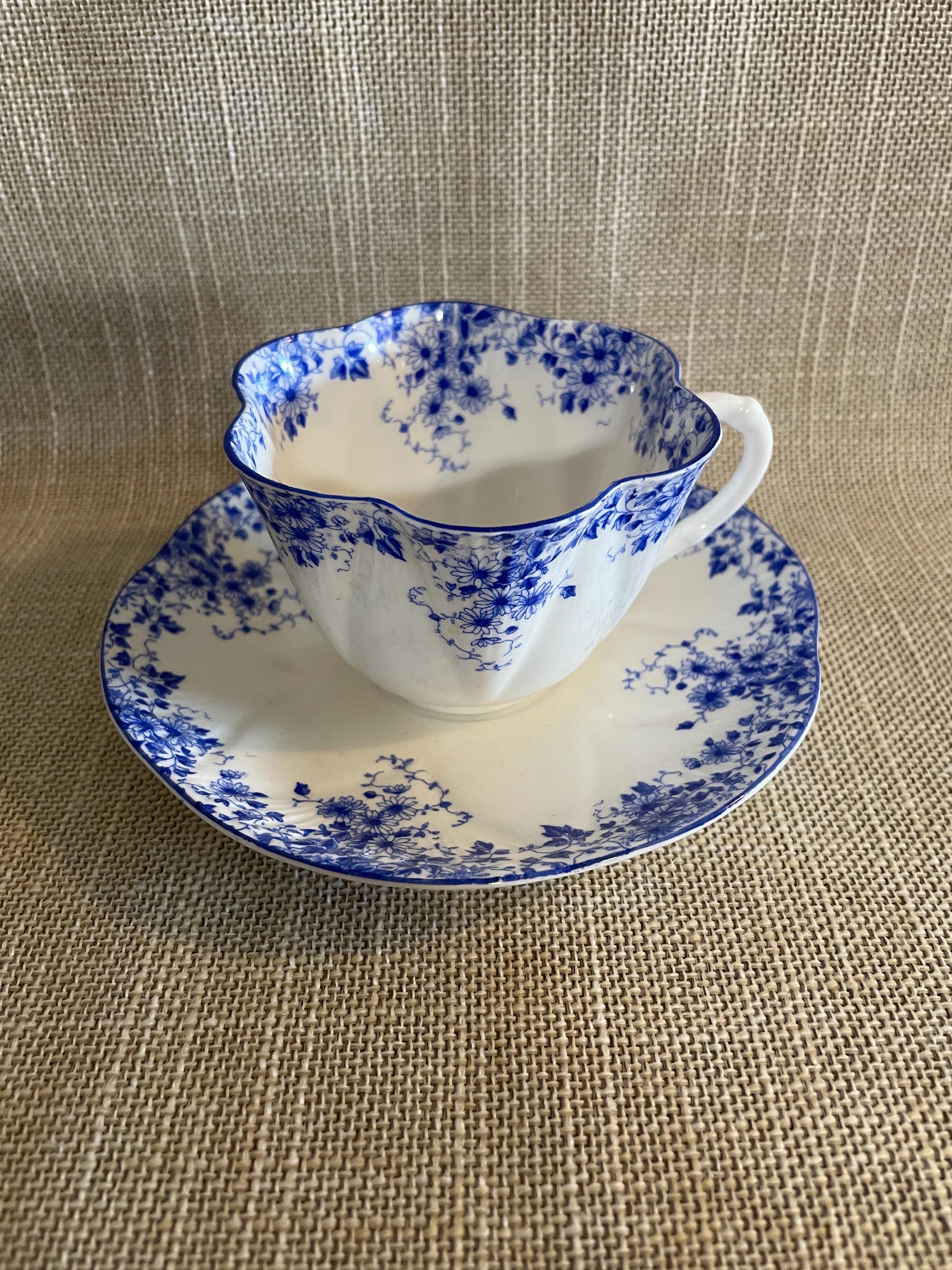 Shelly Dainty Blue Cup and Saucer - Vintage - Etsy
