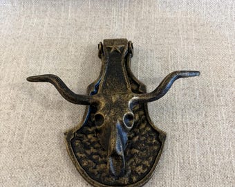 Metal Longhorn Steer Skull Door Knocker
