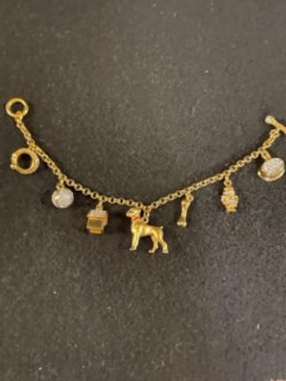 Dog Themed Charm Bracelet - Gold Tone Charm Bracel