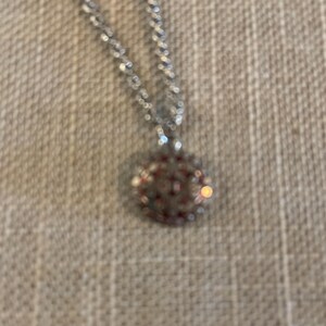 Vintage Foral Picture Button Necklace Hand Crafted in Silver