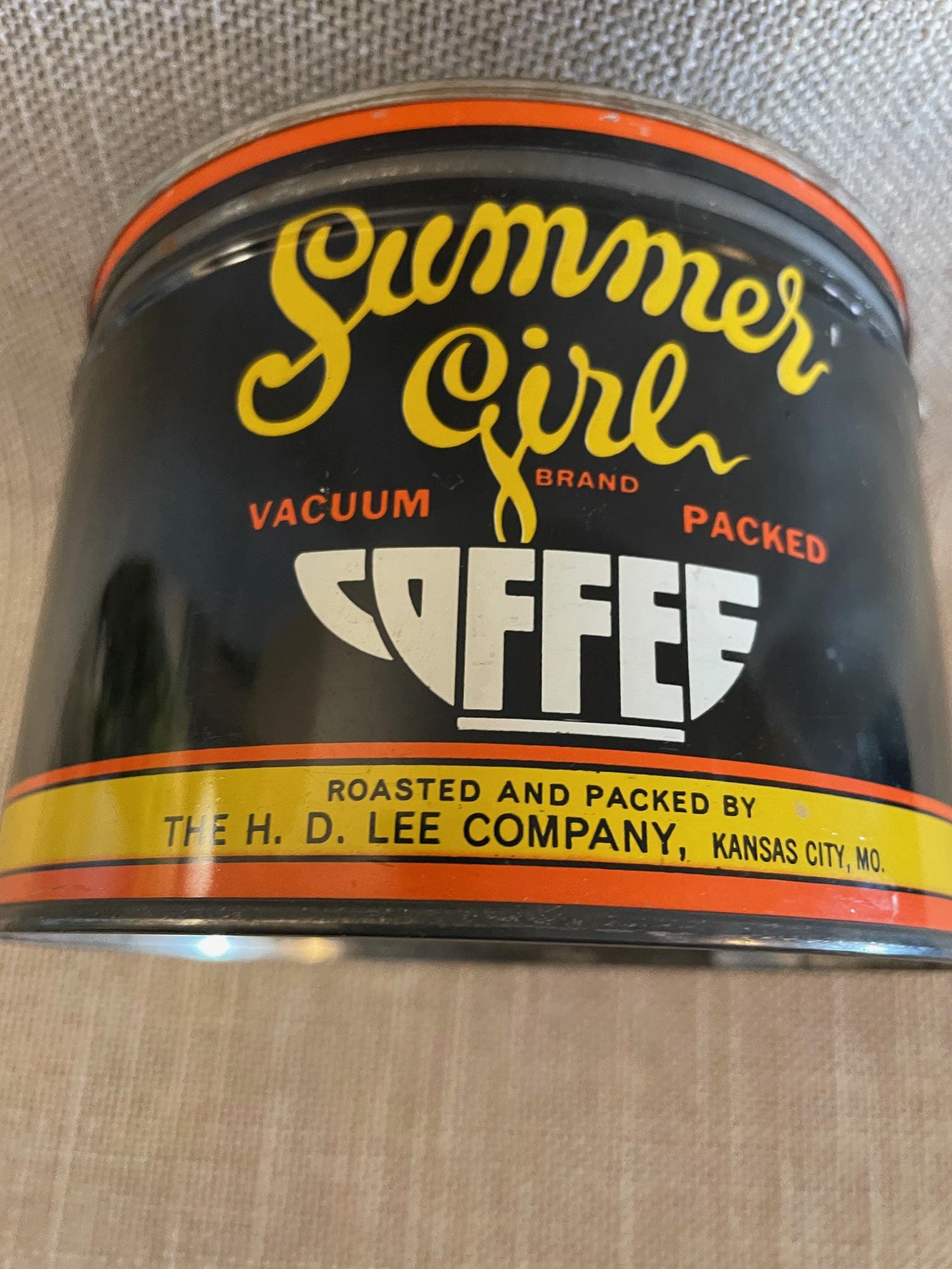 HD LEE COMPANY SUMMER GIRL COFFEE TIN缶 Summer Girl Vintage Coffee Tin Can - Kansas City Collectible