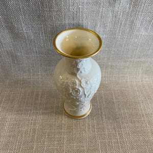Lenox Ming Blossom Vase - Fine Bone China by Lenox - White Gold Rimmed Vase by Lenox - Vintage Lenox