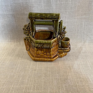 Vintage McCoy Wishing Well Planter with Chain and Bucket