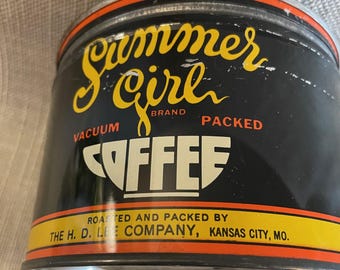 Summer Girl Vintage Coffee Tin Can - Kansas City Collectible