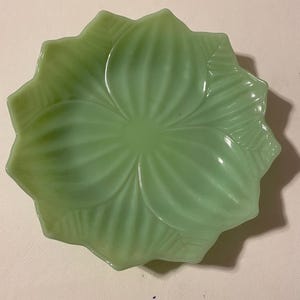 Jadeite Lotus Plate by Fire King - Vintage Jadeite - Mid Century Jadeite Platter made by Fire King - Jadeite Lotus Patterned Plate
