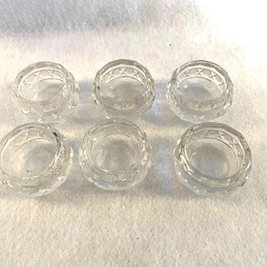 Set of Six Cut Crystal Salt Cellars in Hexagon Pattern - Antique Salt Cellars