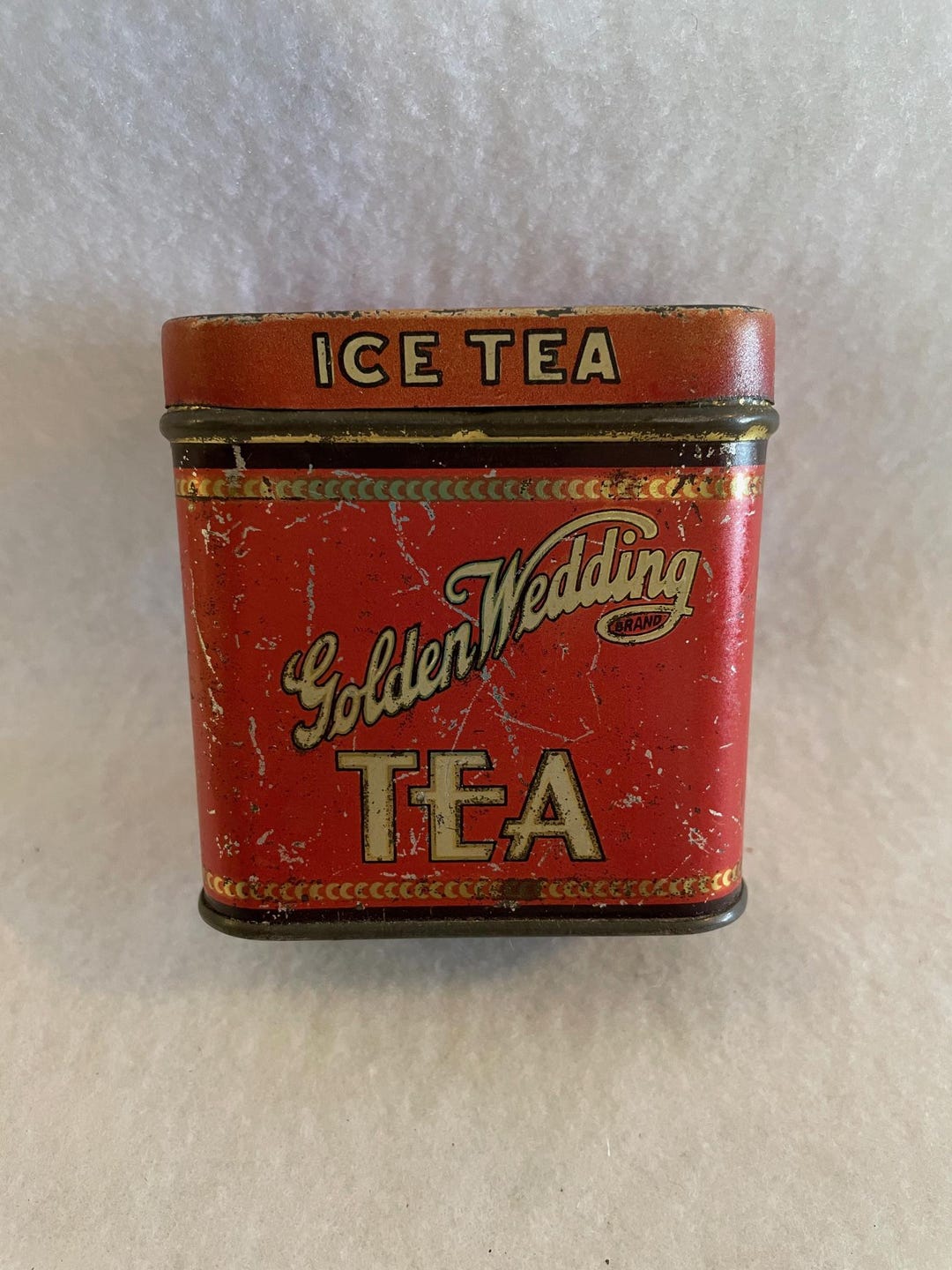 Golden Wedding Tea Tin - Small Vintage Iced Tea Container - Vintage ...