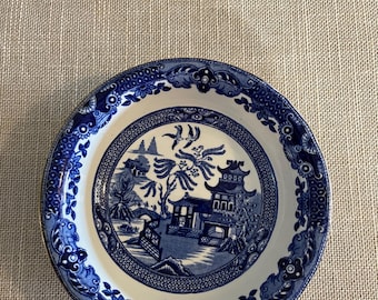Set of 4 Blue Vintage Willow Burleigh Ware Rimmed Bowls for 115