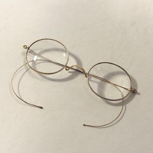 1900&#39;s 12K Gold Rimmed Round Eye Glasses - Vintage Eyeware - Early Wire Rimmed Eyeglasses in 12K Gold Labeled on the Inside of the Bridge