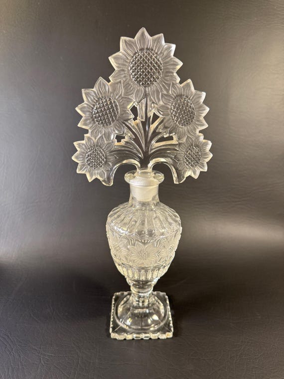 Sunflower Pressed Glass Perfume Bottle by Imperial Glass Company